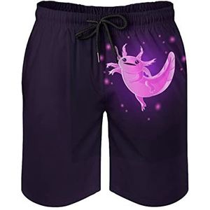 Kawaii Roze Axolotl Zwembroek voor heren, bedrukte boardshorts, strandshorts, badmode, badpakken met zakken, 2XL