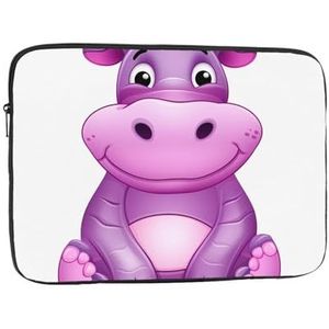 Cartoon paarse nijlpaard Laptop Sleeve Bag voor Vrouwen, Shockproof Beschermende Laptop Case 10-17 inch, Lichtgewicht Computer Cover Bag, ipad case, Zwart, 13 inch