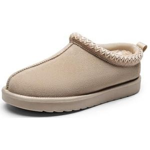 DREAM PAIRS Faux Bont Cozy Slippers voor binnen en buiten, zand, 43 EU