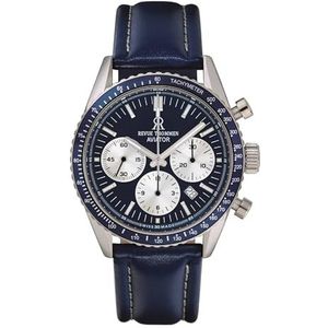 Revue Thommen Herenhorloge Aviator 42 mm chronograaf, tachymeter armband leer 17000.6535