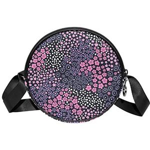 Messenger Bag Kleine Roze Bloem Crossbody Tas voor Vrouwen Rond, Meerkleurig, 6.7x6.7x2.3 in, Sling Rugzakken