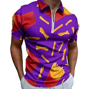 3D Frietjes Half Zip-up Polo Shirts Voor Mannen Slim Fit Korte Mouw T-shirt Sneldrogende Golf Tops Tees 3XL
