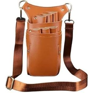 Kapperstas gereedschapstas 6 zakken haar schaar lederen case taille riem kapperpakket salon holster zak kapper kit gereedschap tas (bruin)