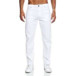 iProfash Heren jeans broek stretch oversized 5 jeansbroek straight-cut regular fit 305, (305-jeans) wit, 32W / 32L