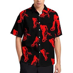 Fiets Stunts Hawaiiaans shirt voor heren, zomer, strand, casual, korte mouwen, button-down shirts met zak