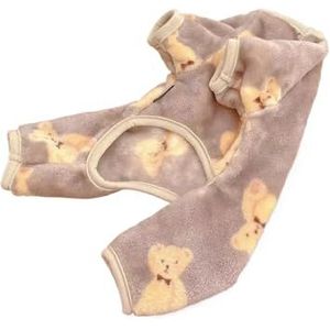 Huisdier pluche jumpsuit herfst winter medium kleine hondenkleding warm fluweel zoete pyjama kitten puppy schattige trui chihuahua poedel (Color : Coffee, Size : XXS)