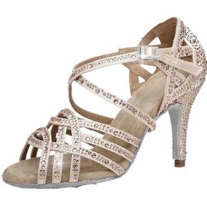 UBOHUZ Latino dansschoenen voor dames, salsa sandalen met strasssteentjes, voor party, tango, salon voor dames, Foema gorro graduación, 35 EU