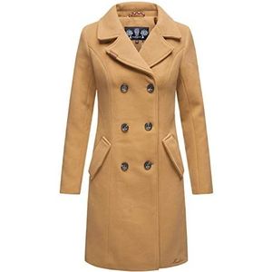 MARIKOO Dames mantel trenchcoat winterjas overgangsjas parka lang B820, camel, XL