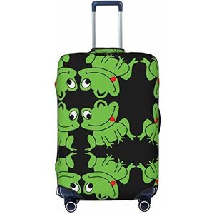 KOOLR Leuke kikker afdrukken koffer cover elastische wasbare bagage cover koffer beschermer voor reizen, werk (45-32 inch bagage), Zwart, X-Large