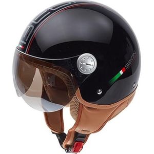 Beon Design luxe - Geschikt als Snorfiets Brommer Motor Scooter helm - Retro jethelm met Vizier - Volwassenen - Incl helmtas
