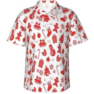 EdsfFehs Hawaiiaans herenshirt met kerstprint, licht, ademend, korte mouwen met voorzak (S-3 ml), Zwart, S