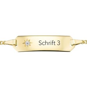MATERIA by Matthias Wagner Gravure armband goud 333 met zirkonia ster voor meisjes 12-14 cm, Geel goud geelgoud zirkonia