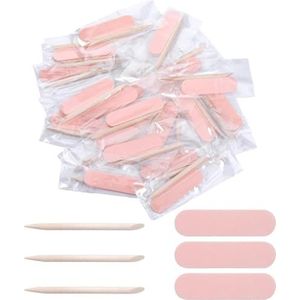 Qiyuting 20 mini nagelvijlen en oranje stokset voor het drukken van nagels, wegwerp dubbelzijdige nagelvijlen met houten nagelriem duwstang