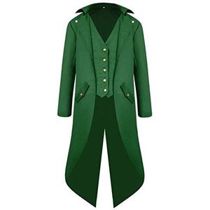 Halloween Middeleeuws Victoriaanse jas, kostuums voor mannen, steampunk, gothic, rock, mantel uniform, renaissance, piraten, vampier, feest, cosplay kostuums voor heren en volwassenen (groen, M)