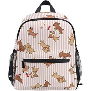 Cartoon hond streep vos roze peuter rugzak boekentas mini schoudertas voor 1-6 jaar reizen jongens meisjes kinderen met borstband clip fluitje