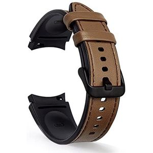 LQXHZ 20mm horlogeband geschikt for Samsung horloge 4 40mm 44mm armband Compatible With Samsung Galaxy horloge 4 Classic 42mm 46 siliconen + lederen horloges4 bands(Brown-Black,WATCH4 CLASSIC 42-46_S-