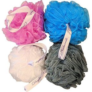 Daylee Naturals Grote Eco Mesh Bad Poef Spons 4 Stuk Variety Pack