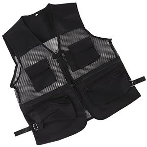 Militair vest, mesh-visvest Ademend multi-pocket ergonomisch slijtvast voor buitenactiviteiten(L, zwart)