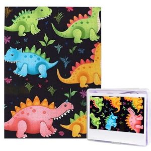 500 stukjes puzzel voor volwassenen kleurrijke schattige dierendinosaurus foto puzzel gepersonaliseerde foto puzzel houten puzzel uitdagende puzzel geschenken voor huisdecoratie muurkunst 51,8 cm x 38