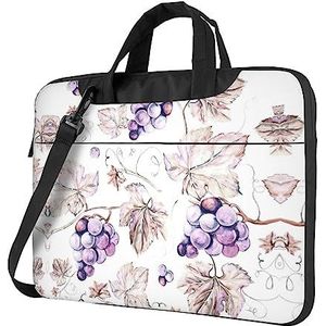 SSIMOO Grote witte stip stijlvolle en lichtgewicht laptop messenger bag, handtas, aktetas, perfect voor zakenreizen, Mooie Druivenbladeren, 15.6 inch