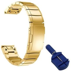 Fit for Garmin Fenix ​​7X7 7S 6 6S 6X Pro 5X5 5S Plus Epix 2 MK2 Roestvrij Stalen Armband QuickFit 20/22/26mm Metalen Horloge Band Strap (Color : Gold 2, Size : 22mm Fenix 6 6Pro)