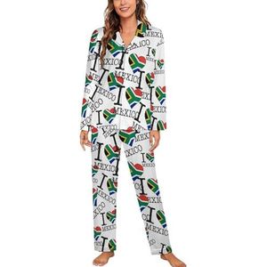 Love South_Africa Mexico pyjamasets met lange mouwen voor dames, klassieke nachtkleding, nachtkleding, zachte pyjamasets