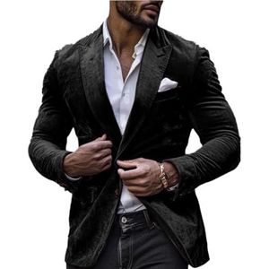 Heren fluwelen pak blazer slim fit kerstjas prom smoking jas getande revers bruiloft prom smoking, Zwart, XS
