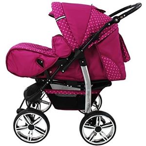 Kinderwagen 3-in-1 2-in-1 set Isofix Buggy Combi kinderwagen King Car by SaintBaby Pink Dots 58 2in1 (zonder autostoel)