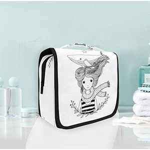 Witte haai schoonheid opknoping opvouwbare toilettas make-up reisorganisator tassen tas voor vrouwen meisjes badkamer