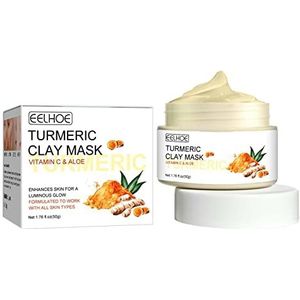 Kurkuma Klei Masque,Vitamine C Clay Facial Masque Clay en kurkuma voor donkere vlekken | Huidverzorging Kurkuma Gezichtsmasker voor het controleren van olie en het verfijnen van poriën Aibyks