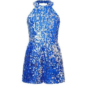 NUOYIXUAN Gymnastiekshorts, klassieke dans, gymnastiekpanty voor kinderen met glanzende pailletten, jazz latina jazz danskostuums voor dansuitvoeringen (blauw, 14)