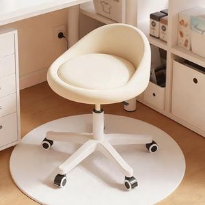Kleine kaptafelkruk, krukken op wieltjes, ergonomische draaibare zitting, verstelbare hoogte,360° draaibaar, for de make-upkamer, for de slaapkamer en de woonkamer(White)