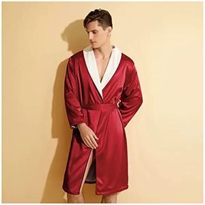 Badjas Badjas Heren Fleece, Dames Satijnen Kimono Badjassen, Heren Luxe Huisjas Kamerjas (Color : Man Red, Size : X-Large)