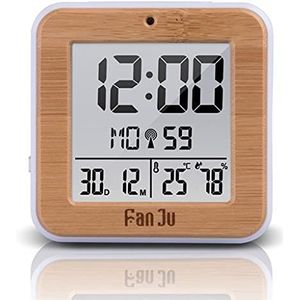 EDFCVG Digitale Snooze Wekker Radio Alarm Automatische Achtergrondverlichting Elektronische Temperatuur Vochtigheid Kantoor Tafel Tijd Gift(Argento)