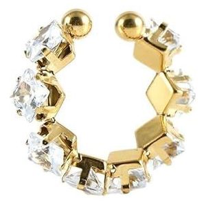 Damesring roestvrijstalen diamanten ring Modieuze 18K gouden verstelbare ringarmband (Style : 1)