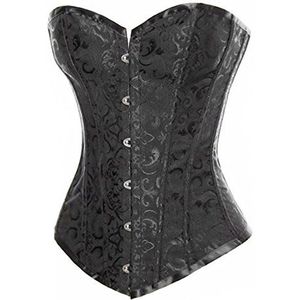 Bslingerie® Korset Bustier Brocade Overbust voor Dames, Zwart (, L