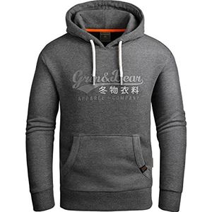 Grin&Bear Hoodie GEC704 Sweatjack voor heren, antraciet, M