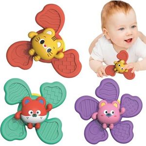 Zuignapspinnerspeelgoed - 3 STKS Kid Spinners voor Bad Tandjes Reizen Fidget Speelgoed, sensorisch zuignap-spinnerspeelgoed voor baby's van 6-12 maanden Ngumms