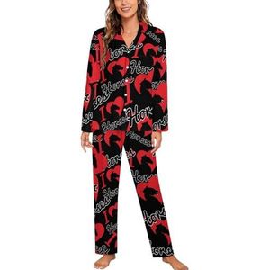 I Love Horse Pyjama Sets met lange mouwen voor vrouwen, klassieke nachtkleding, nachtkleding, zachte pyjama's, loungesets