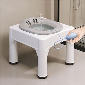 Zitbad, aambeienbidet, bidet, postpartumbad, perineumbad boven de toiletbril, breder zitvlak, zitbad for de toiletbril, heupbidet met voet, draagvermogen 440 lb, unisex