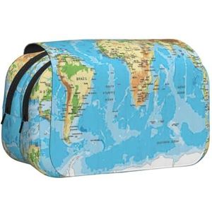 JEJEA Wereldkaart Print Pen Etui Potlood Case Houder voor Potloden Make-up Multifunctionele Organizer Doos voor Adluts, Zwart, Eén maat, Toilettas