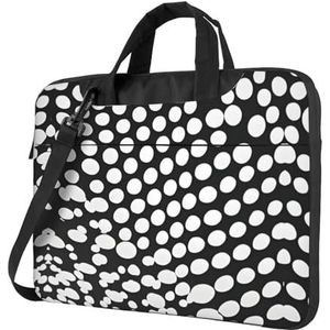 SSIMOO Schattig Halloween-patroon 1 stijlvolle en lichtgewicht laptoptas, handtas, aktetas, perfect voor zakenreizen, Zwart Wit Polka Dots Patroon, 14 inch