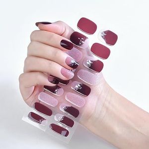 INTEROOKIE Semi-uitgeharde gelnagelsticker tussentijdse en duurzame UV-nagelstickersticker Verwijderbare en draagbare nagelsticker (JK309)