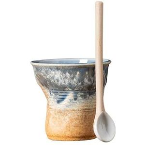 BLacOh Mokken retro grof aardewerk latte beker creatief wegwerppapier bekervormige keramische rimpel mok melk ontbijt beker tafeldecoratie koffiemokken (maat: 200 ml, kleur: blauwe spray)