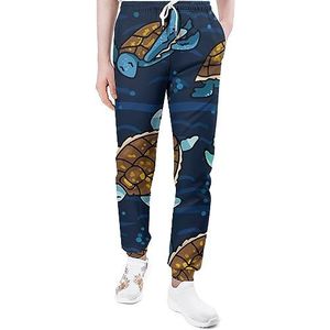 Zeeschildpad zwemmen in blauw water joggingbroek voor mannen yoga atletische joggingbroek joggingbroek trendy lounge jersey broek M