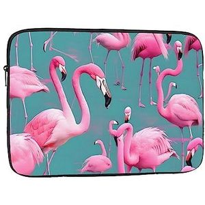 Een kudde flamingo's draagbare laptopbinnenzak - gemaakt van Oxford-doek met hoge dichtheid, zakelijke kantoorbenodigdheden voor mannen en vrouwen. 40 cm