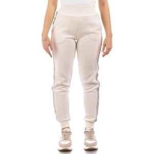 Guess Joggingbroek met logo aan de zijkant, met gemiddelde taille, pijpen met elastiek aan de onderkant, normale pasvorm. en elastische tailleband van puntenmailand-stof met B., Crème., XS