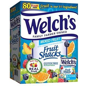 Welch's Fruitsnacks gemengde echte fruitzakjes - pak van 25g x 80 zakjes (2kg)
