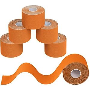 BB Sport 6 Stuck Kinesiology Tape 5 m x 5 cm Vele Kleuren E-book Applicatie Brochure Elastiek Spirien Tape Kinesiotape Set, Kleur:Oranje