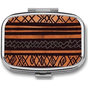 Afrikaanse modderdoek tribal pillenetui met 2 compartimenten, pillenorganizer, draagbare vierkante pillendoos, vitaminepillenorganizer voor zakportemonnee en reizen